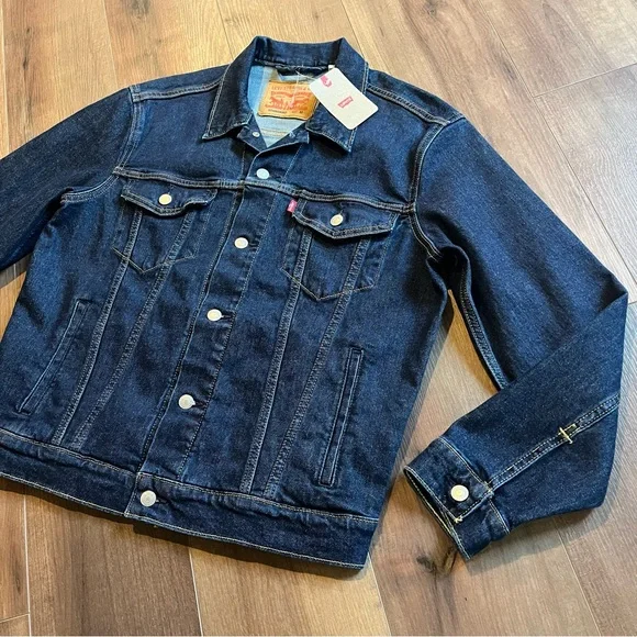 Levi’s Standard Trucker Denim Blue Jean Jacket Stretch Men’s Size Medium NWT - Picture 3 of 8